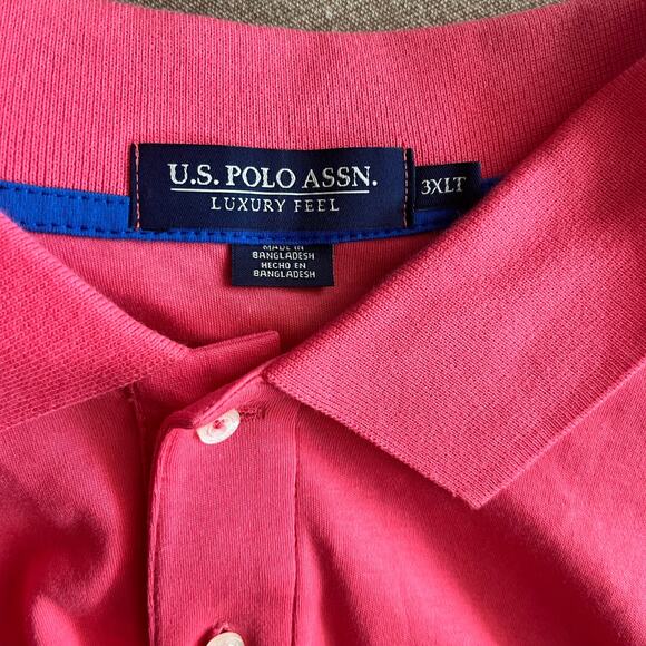 U.S. Polo Assn. Luxury Feel Men's Collared Coral Polo | Size 3XLT - Picture 4 of 6